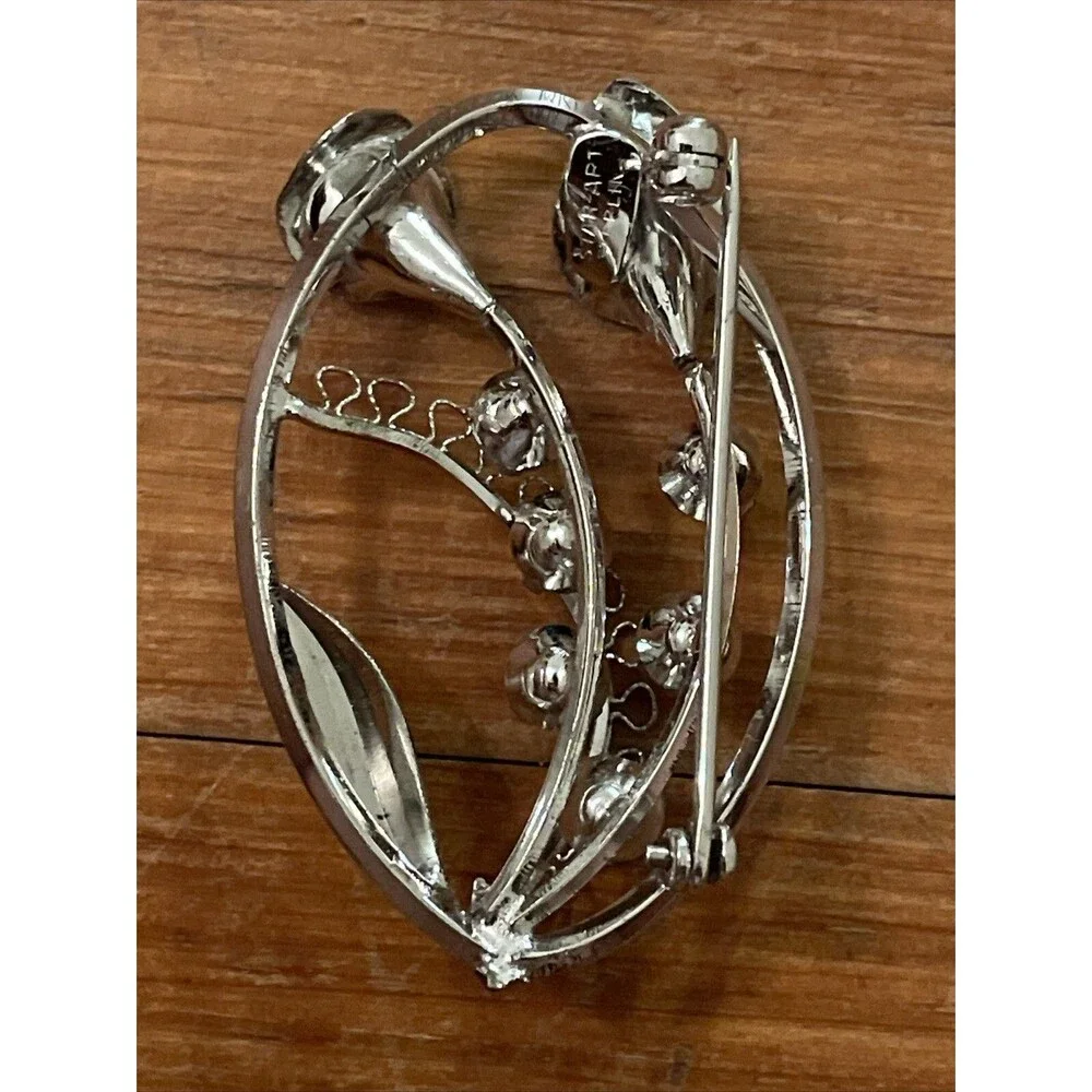 Star Art Vintage Sterling Silver Flower Brooch & Screw Back Earring Jewelry Set